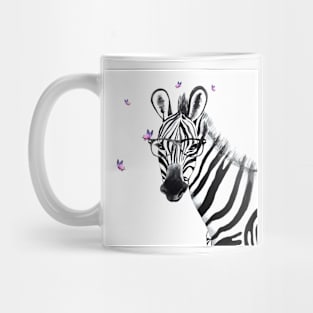 Zebra with glasses and butteflies Mug